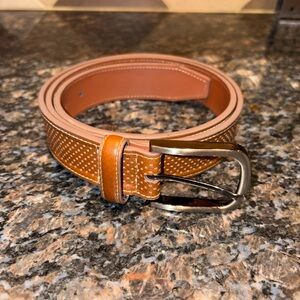 Johnston & Murphy Soft Perforated Belt; Tan Leather; Size 38